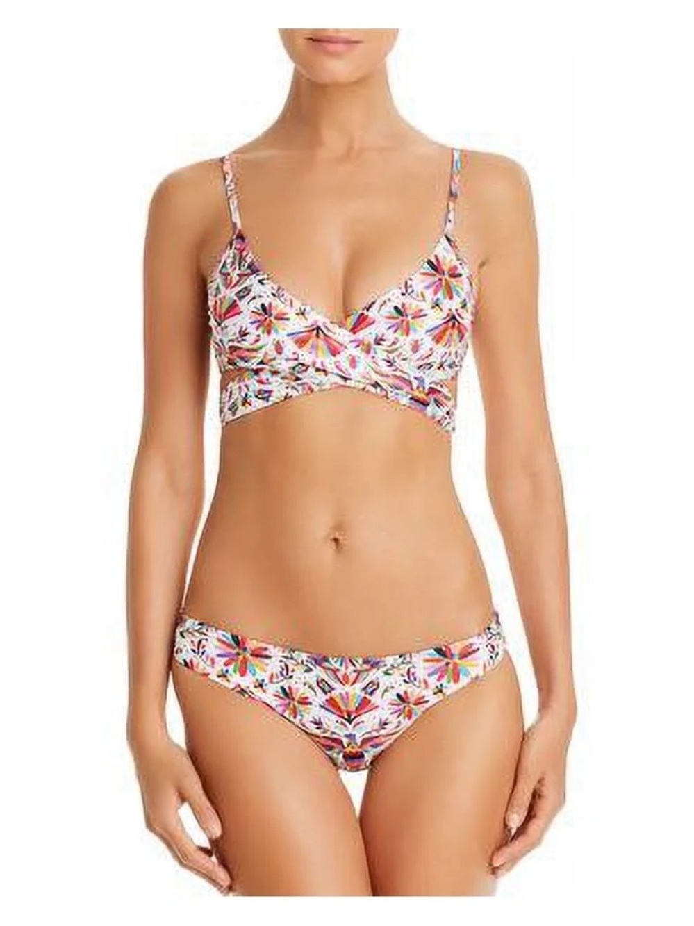 NWT VERDELIMON Bikini Set Multicolor Otomi Tapiz Tie White Birds Swimsuit XL